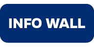 Blue rectangle with white text that reads "info wall"