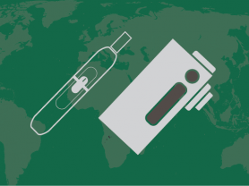 Illustration of e-cigarette and heated tobacco product