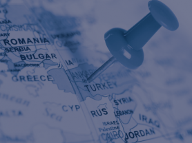 thumbtack on map indicating Turkey