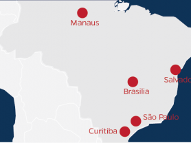 illustration of map of brazil with key cities highlighted