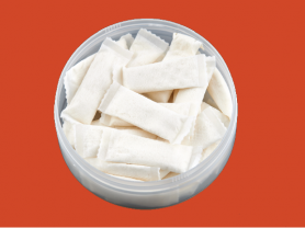 Velo nicotine pouches on orange background