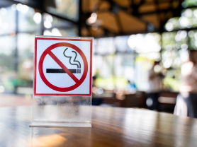 A no smoking sign in a restaurant