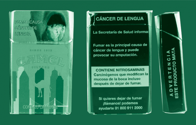 Image of cigarette packs from mexico done for decorative purposes