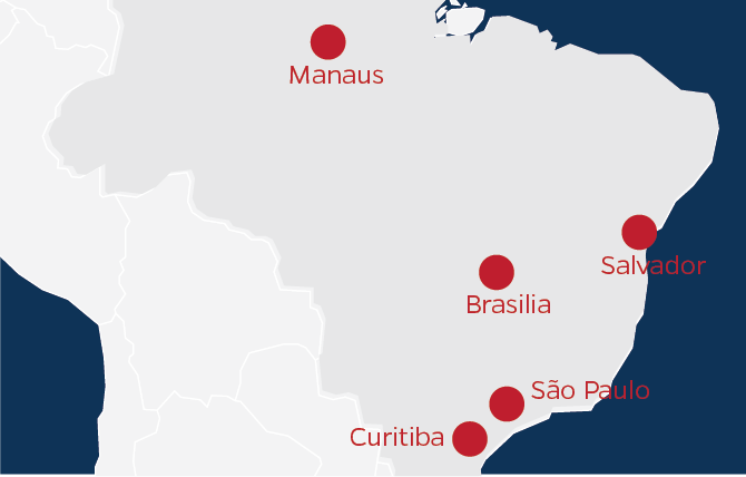 illustration of map of brazil with key cities highlighted
